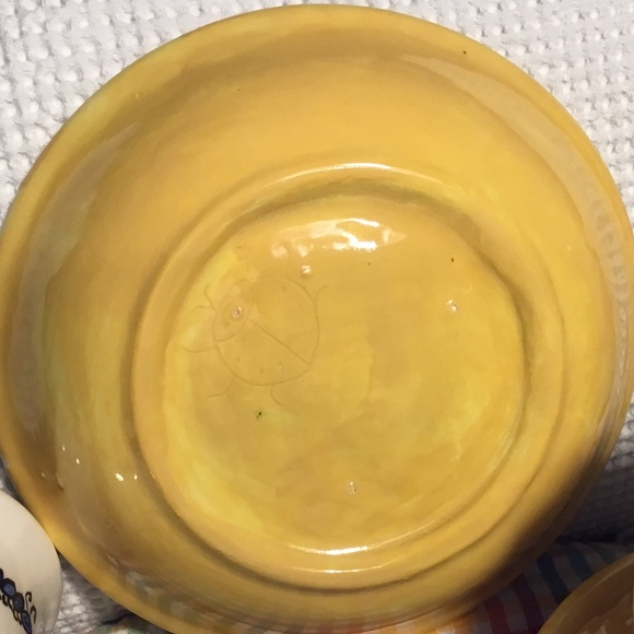 Handmade Ceramic Mug & Saucer w/Unique Design Hand-painted Bugs~Flowers~Bees - Picture 6 of 12